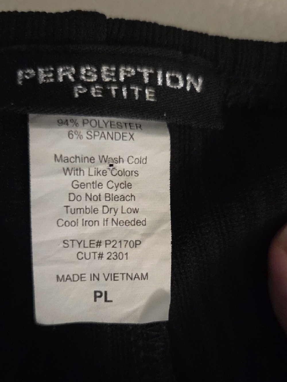 Perseption Black Petite Stretch Pants with Silver Logo Detail - Picture 3 of 6